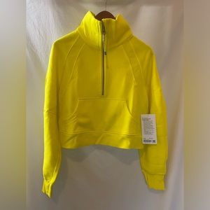 NWT Lululemon Sonic Yellow XS/SM Oversize Half Zip Funnel Neck Pullover LW3FJ6S